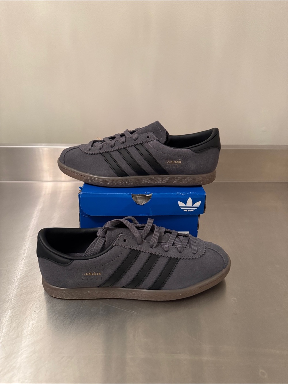 adidas Stadt Gray and Black Low-Profile Casual Sneakers